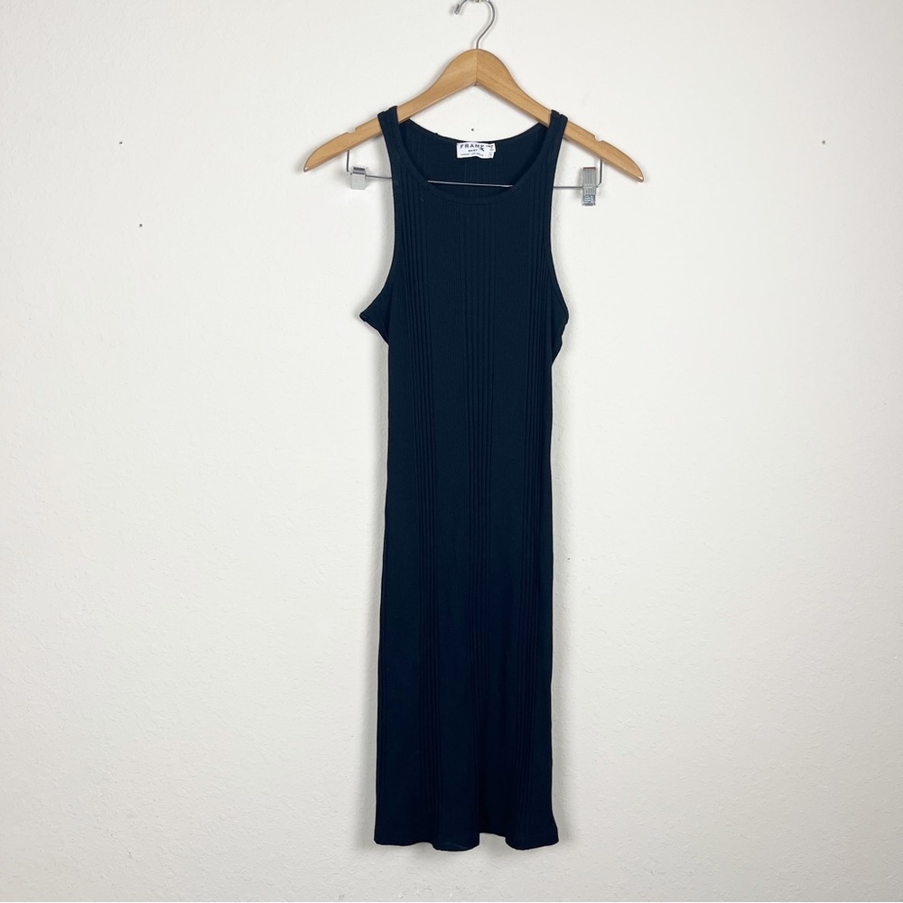 FRAME Variegated Ribbed Tank Dress In Black Size Small - Picture 3 of 8